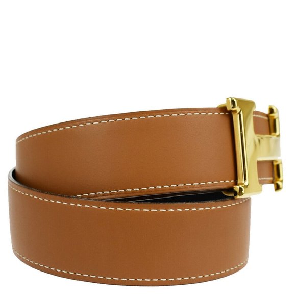 HERMES H Logo Constance Reversible H Buckle Belt Leather # 65 Black BN 82ML583 main image 3